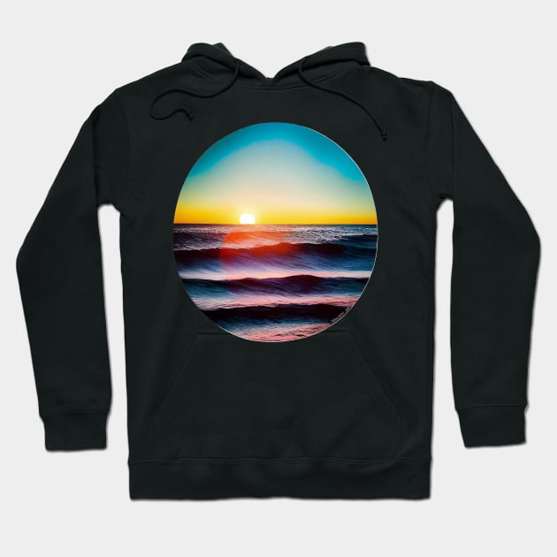 Pacific Sunset Ocean Wave Scene - Sea Life Hoodie by JediNeil